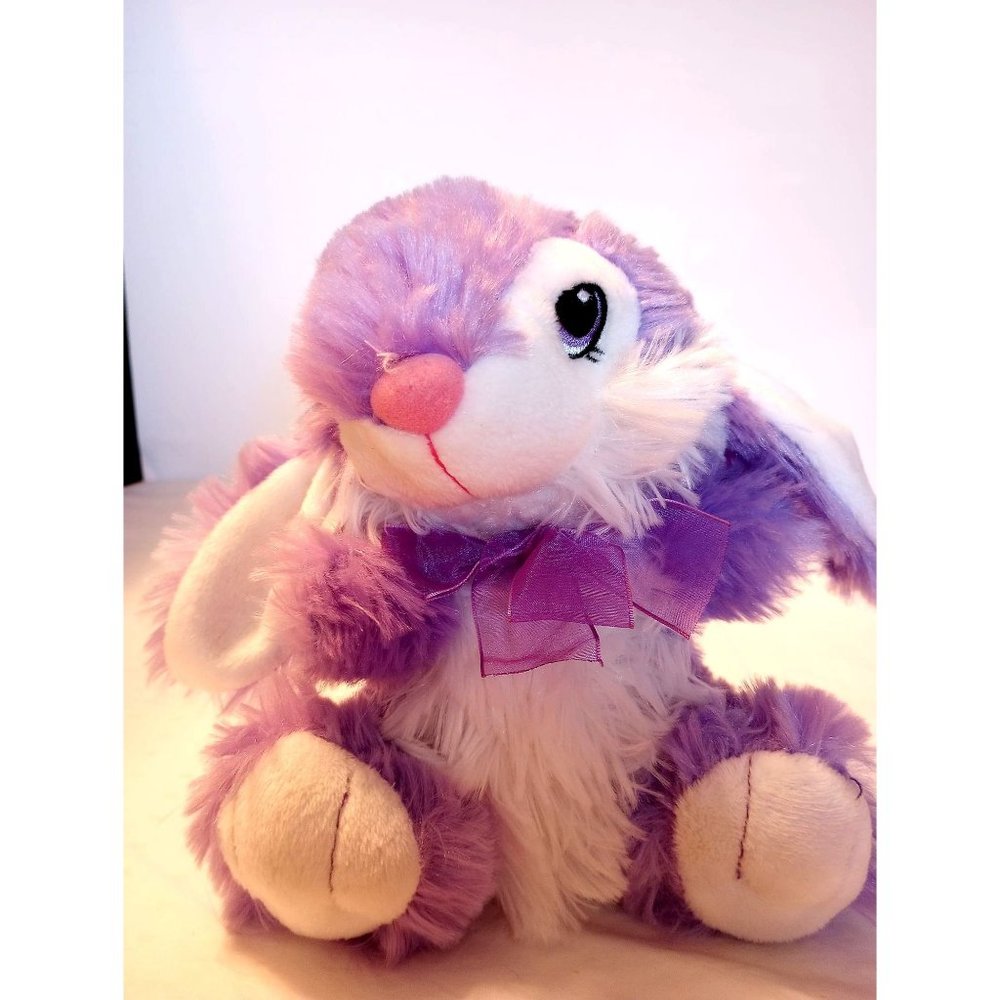 DAN DEE Collectors Choice Purple/White Easter Bunny 6" Plush Toy